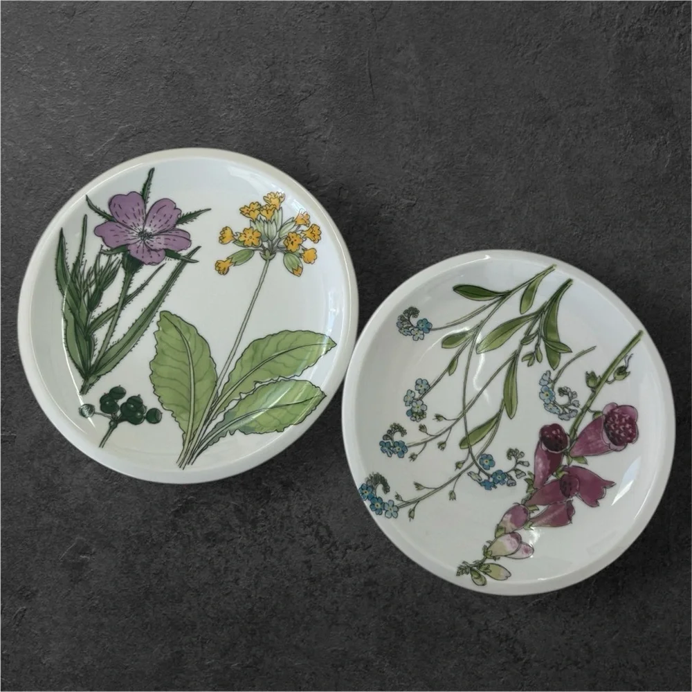 Vintage 1970s IKEA Midsommer Plates Marguerite Walfridson Floral Set of two